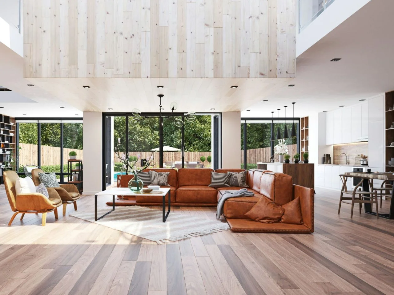 Beautiful modern living room with Luxury Vinyl